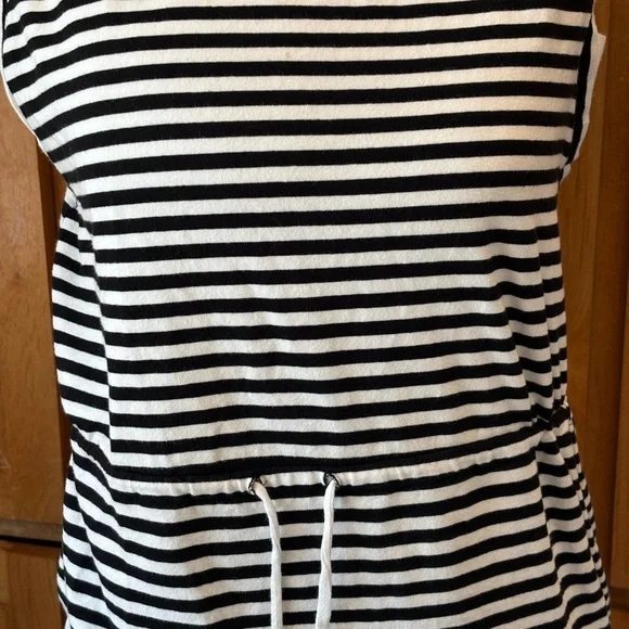 Merona Black and White Striped Midi Dress - Picture 2 of 8